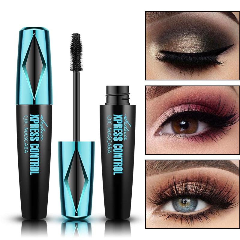 QIC 4D Silk Fiber Eyelash Mascara Waterproof Curling Thick Lengthening Extension Mascara Extension Makeup Black Waterproof