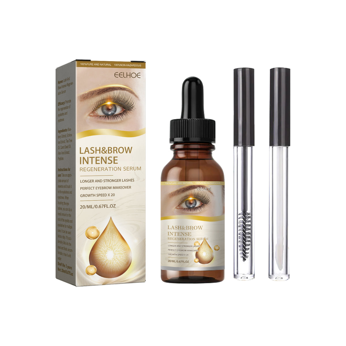 EELHOE Mascara Gentle, Flawless, Long And Curling Eyelash Moisturizes Dark And Thick Brows