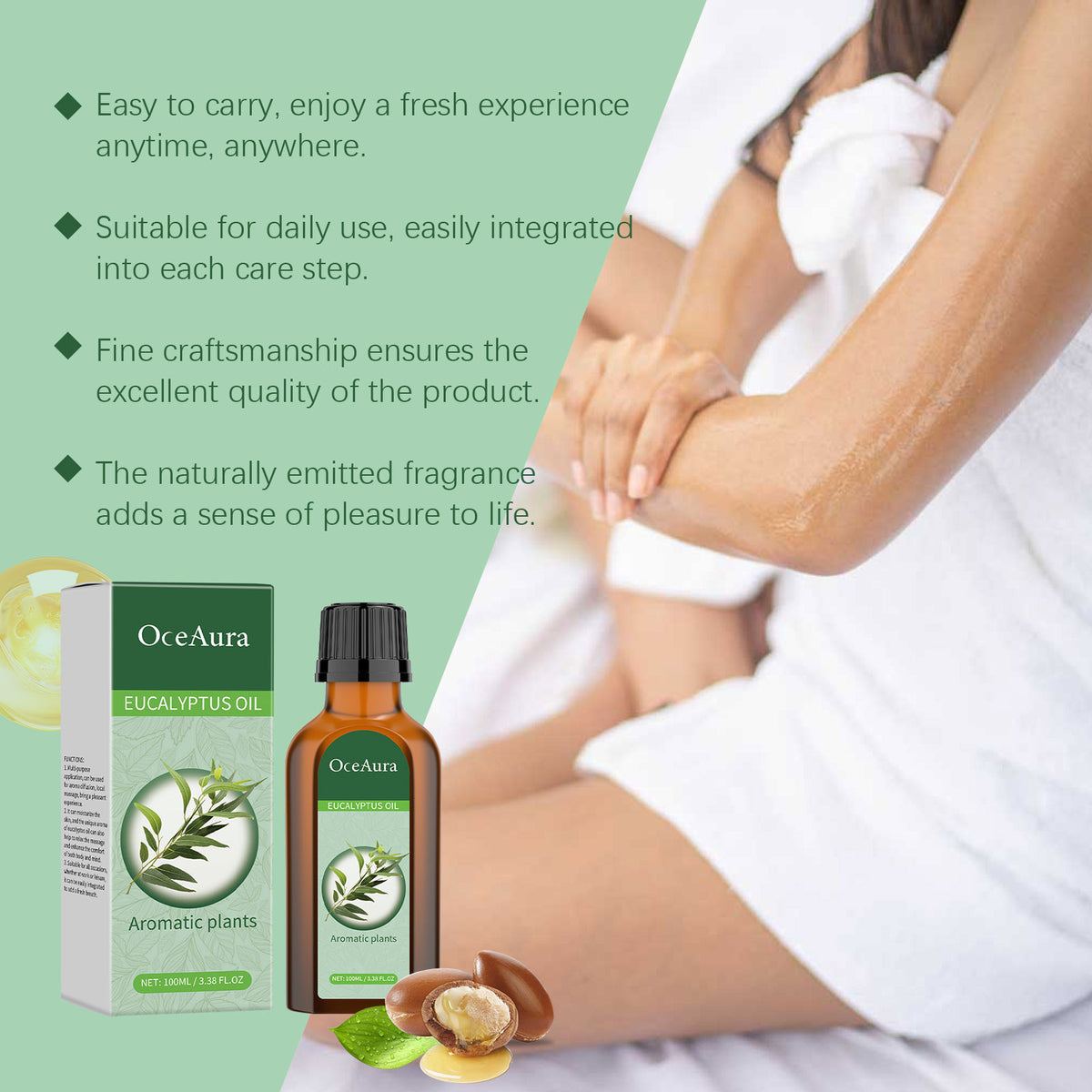 OceAura Eucalyptus Body Essential Oil Gently Moisturizes And Moisturizes With A Refreshing Aroma Soothing And Relaxing Topical Massage