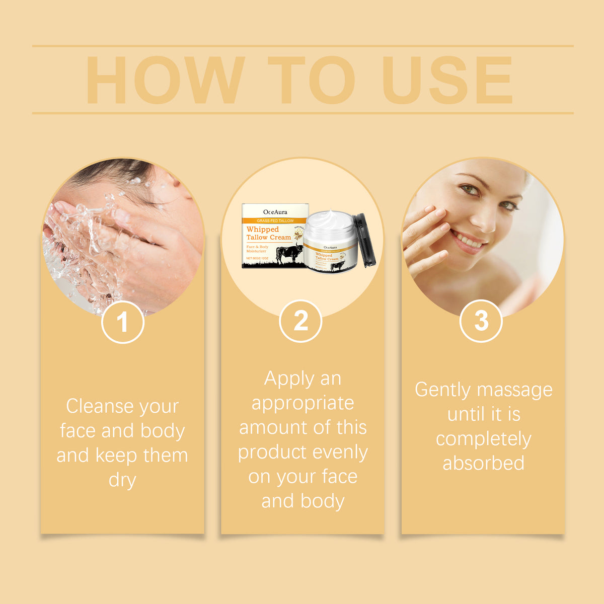 OceAura Tallow Honey Moisturizer, Hydrates And Moisturizes Smooth Skin And Facial Dry Care Nourishing Cream
