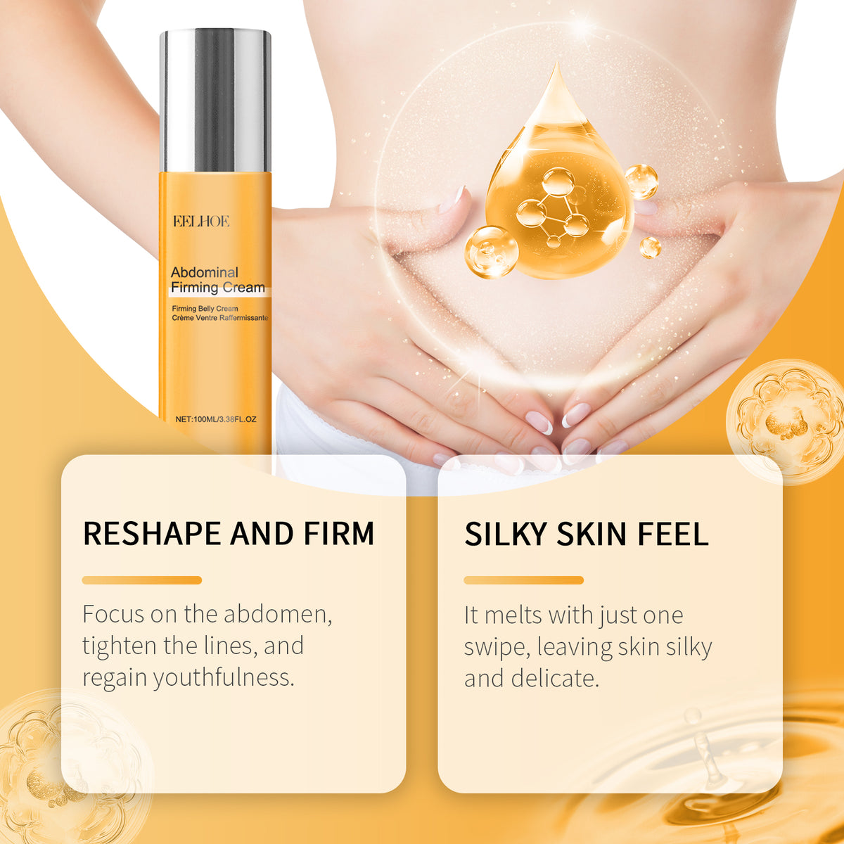 EELHOE Abdominal Essence Lotion Gently Nourishes The Skin, Making It Smooth And Hydrating. Carry It With You And Massage Your Body
