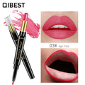 QIBEST Double-Ended Lipstick Pen Moisturizing Matte Matte Lipstick + Lip Liner Rotating Lip Liner