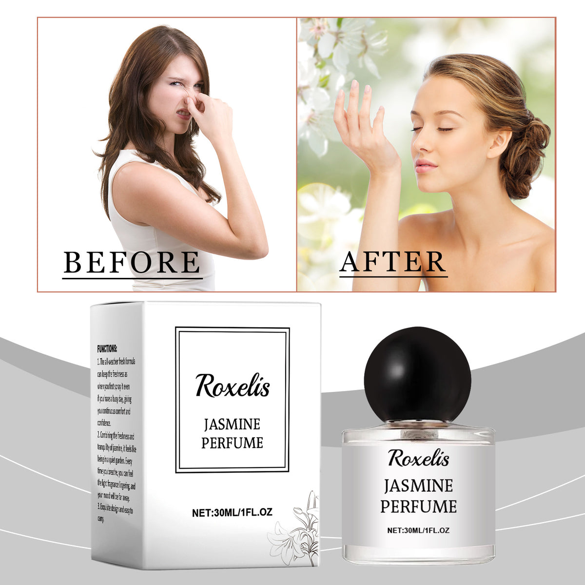 Romantic Pair Of Jasmine Perfume, Light Elegant Exudes Charm Leave Fragrance Fragrance Eau De Toilette Wood Floral Notes