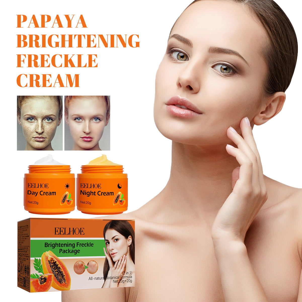 Papaya Whitening Freckle Cream Lightens Dark Spots On The Face, Brightens And Moisturizes The Skin Early And Late