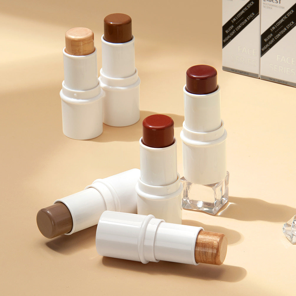 QIBEST Multifunctional Makeup Stick Highlighter Blush Contouring Balm Lip Stick Rouge Pen Lipstick