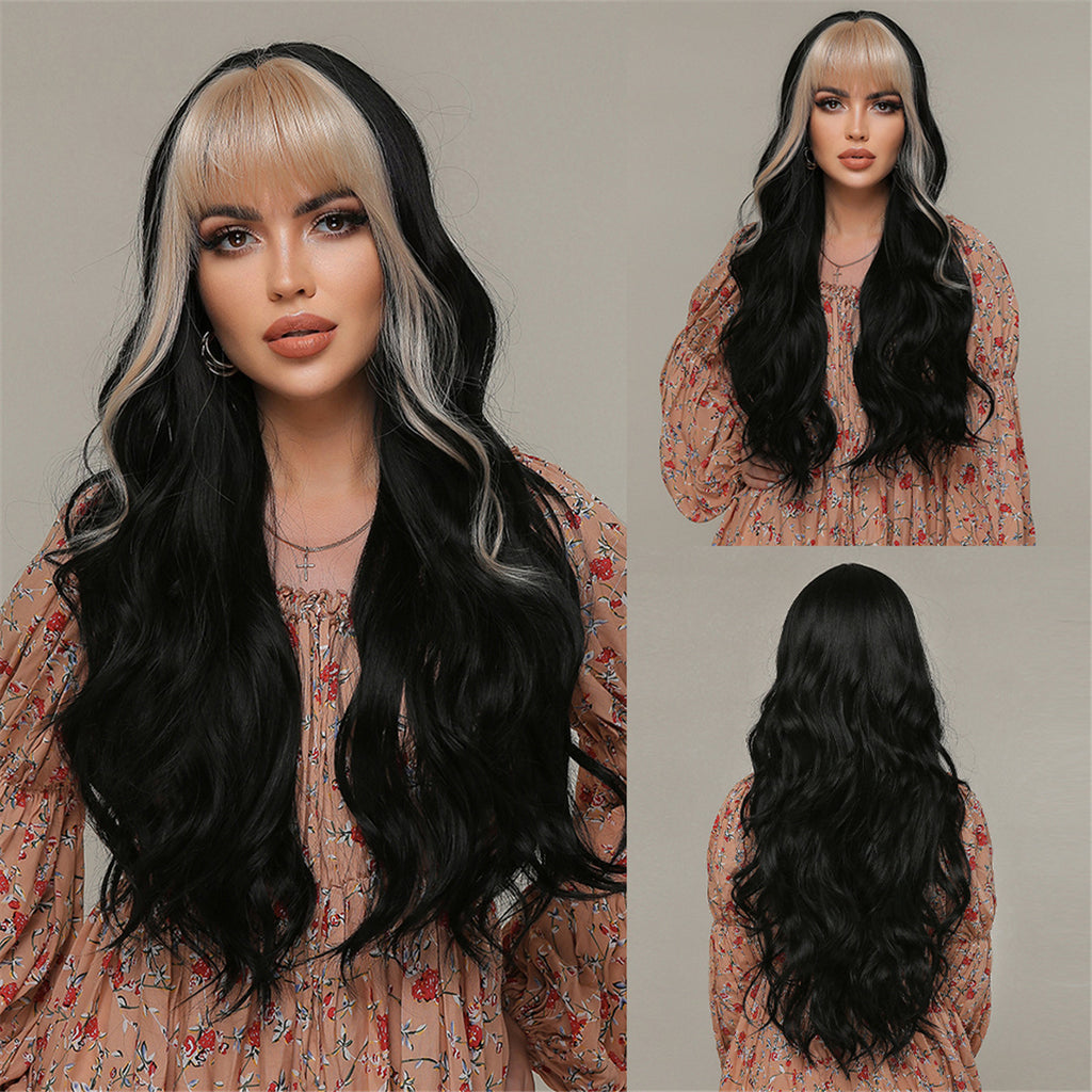 Women's long fluffy curly wig set