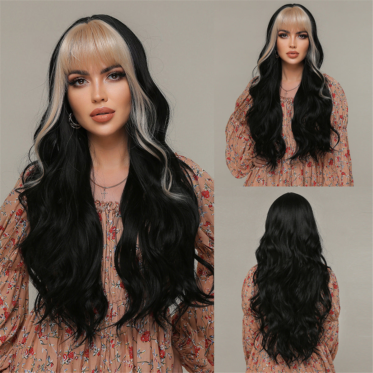 Women's long fluffy curly wig set