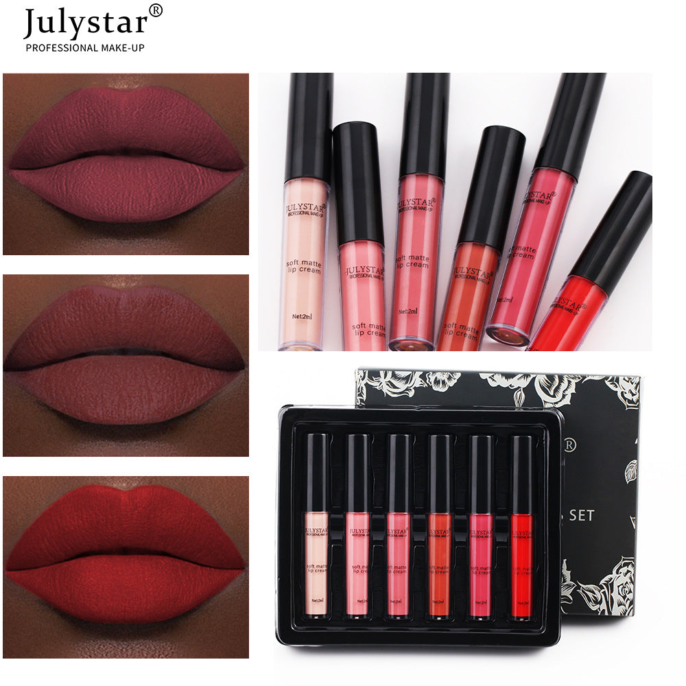 Velvet Matte Lip Glaze Suit Waterproof Non Stick Cup Color Fast Lipstick Lip Color
