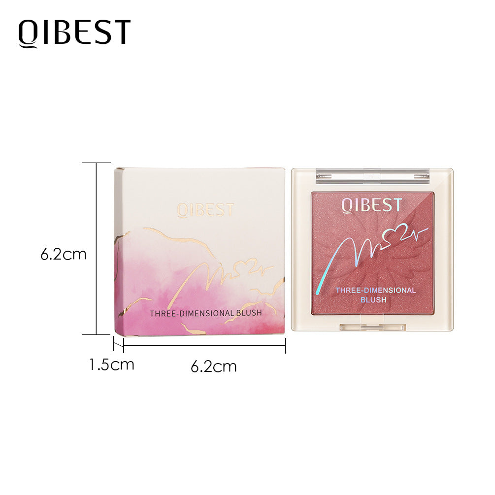 QIBEST Blush Powder Natural Repairing One Rouge Powder Is Not Easy To Take Off Makeup Matte Pearlescent Blush Powder