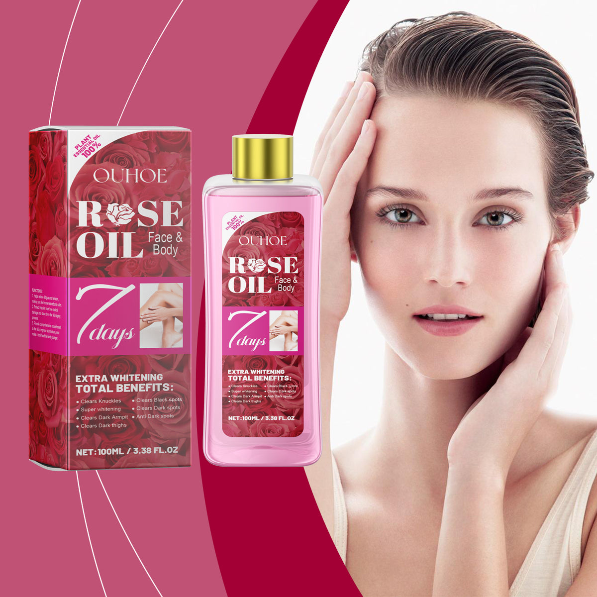 OUHOE Rose Body Oil Relieves Dry Skin And Moisturizes Body Skin Massage Care Oil
