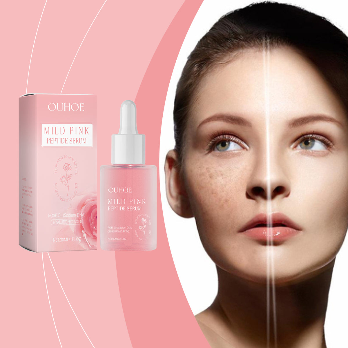 OUHOE Rose Facial Care Essence, Polypeptide Moisturizing Essence Brightening, Nourishing, Delicate And Repairing Skin