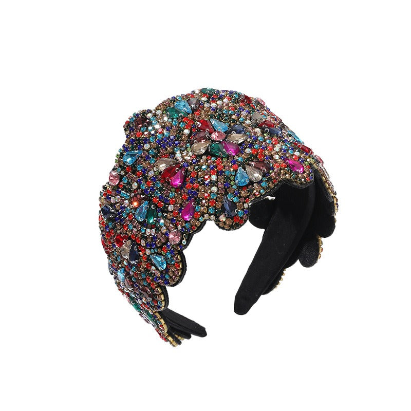 Full Sky Star Glass Diamond Wide Edge Vintage Hair Hoop