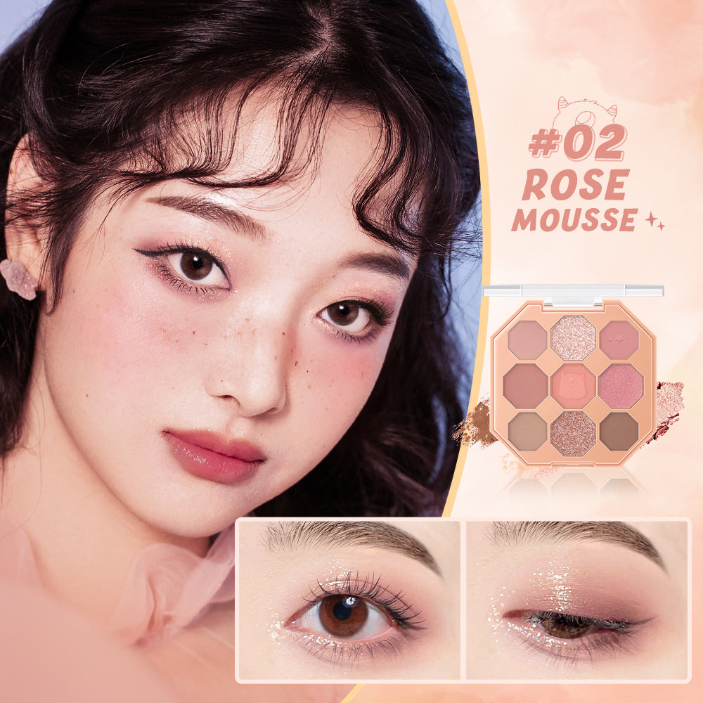 BANXEER Colored Star Shining Beast Nine Color Eye Shadow Disk Lasting Shining Clear Fine Non Flying Powder BM10