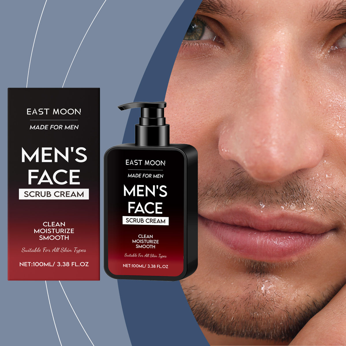 East Moon Men's Oil Control Scrub, Gently Cleanses Facial Skin With A Refreshing And Moisturizing Oil Control Scrub