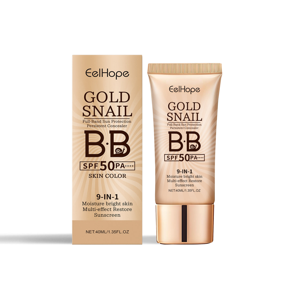 Eelhope Gold Snail Protective Bb Cream, Moisturizing Concealer Skin Tone Natural Color Waterproof, Sweat Resistant And Makeup Free