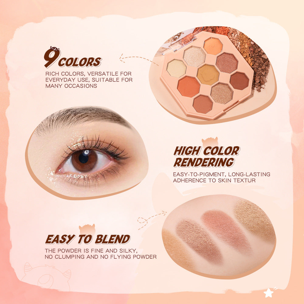 BANXEER Colored Star Shining Beast Nine Color Eye Shadow Disk Lasting Shining Clear Fine Non Flying Powder BM10