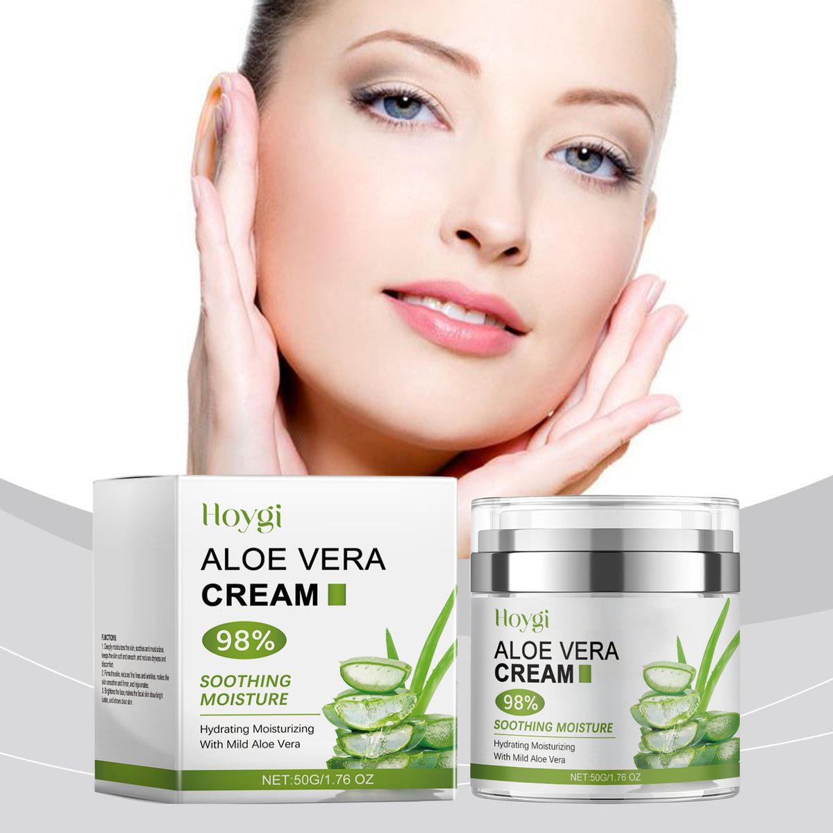 Hoygi Aloe Vera Moisturizing Cream, Gently Hydrates Moisturizing, Brightening And Tender Facial Skin Daily Care