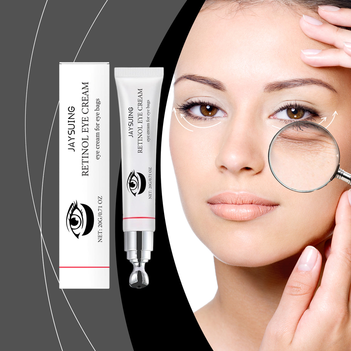 Jaysuing Retinol Eye Cream, Tightens Eye Skin And Lightens Fine Lines Moisturizing And Hydrating Eye Cream