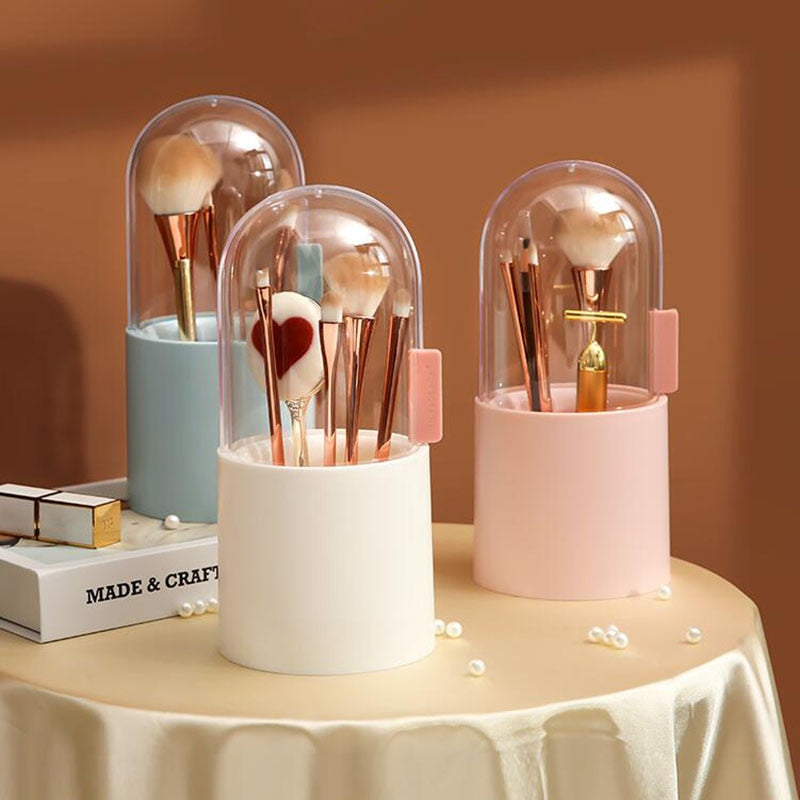 Makeup Brush Storage Box Cosmetic Organizer Makeup Brush Barrel Holder Eyebrow Pencil Plastic Box Waterproof Contains Pearls
