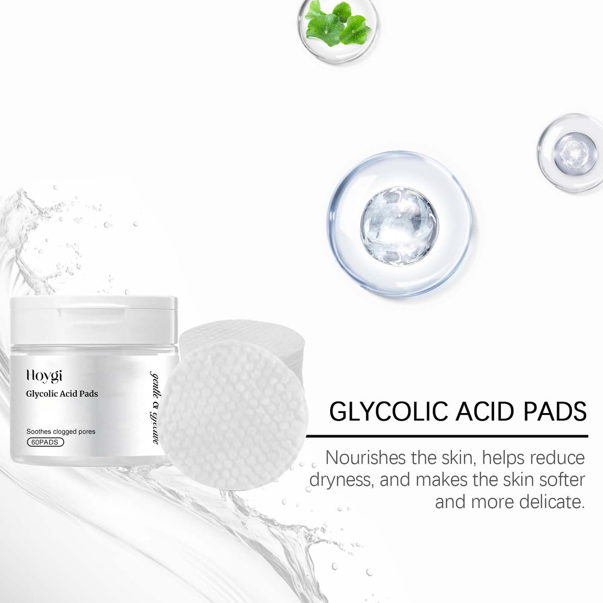 Hoygi Glycolic Acid Exfoliating Shims, Gently Cleanse Facial Skin Comfortable, Refreshing And Glossy Skin Shims