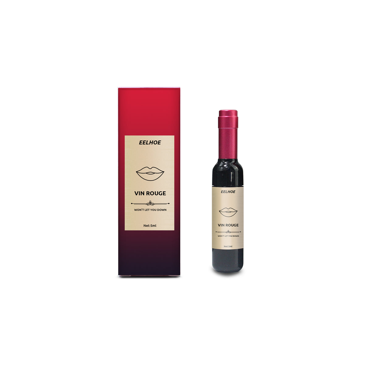 Vin Rouge Lip Tint, Non-Stick Cup Color Development Portable Waterproof Non-Fading Moisturizing Red Wine Bottle Lip Glaze