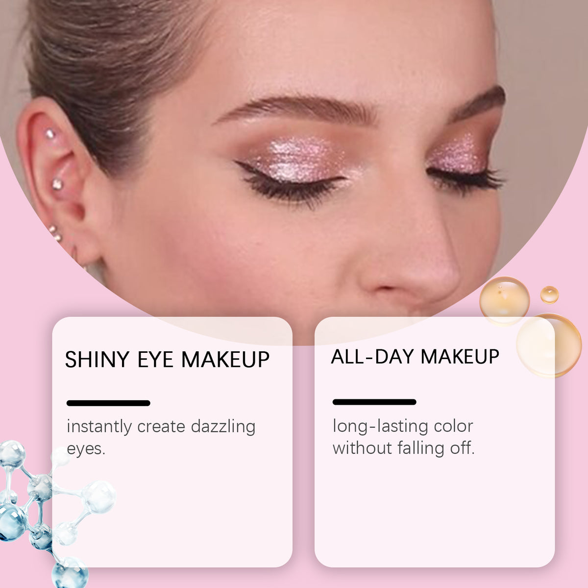zephoco Color Pearl Liquid Eyeshadow Series, Natural Long-Lasting High Light Color Eyeshadow For Party Play Makeup