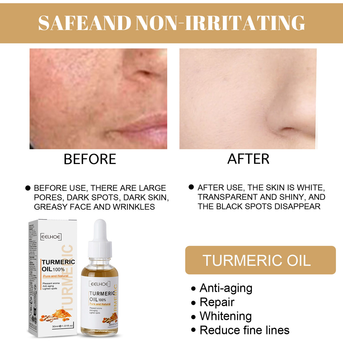 Turmeric Correction Essence Facial Care Hydrating Moisturizing Gentle Moisturizing Skin Care Essence