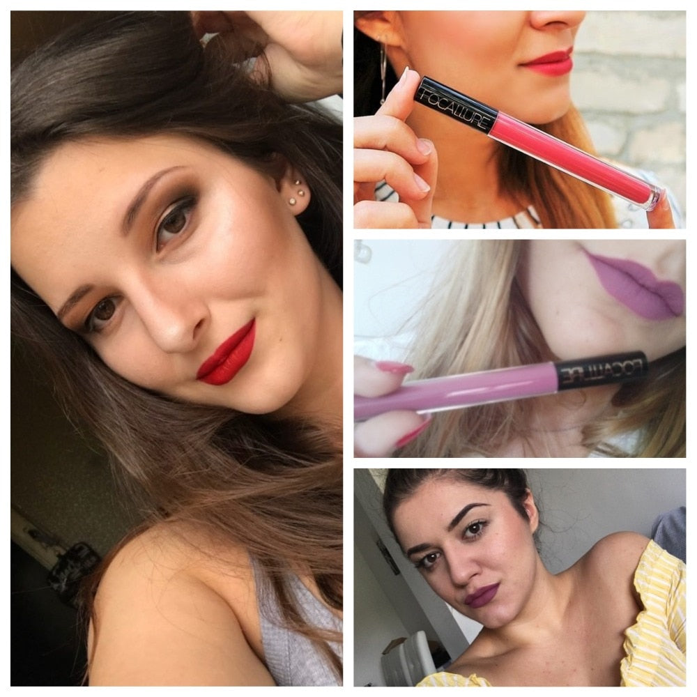 FOCALLURE Liquid Lipstick Makeup Matte Lip Tint Sexy Pigment Waterproof Batom Tint Nude Gloss Kiss-proof Lips Make up