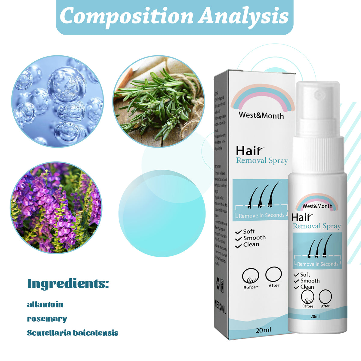 Hair Removal Spray, Under The Armpit Whole Body Private Area Gentle Non-Irritating Quick Hair Removal Spray