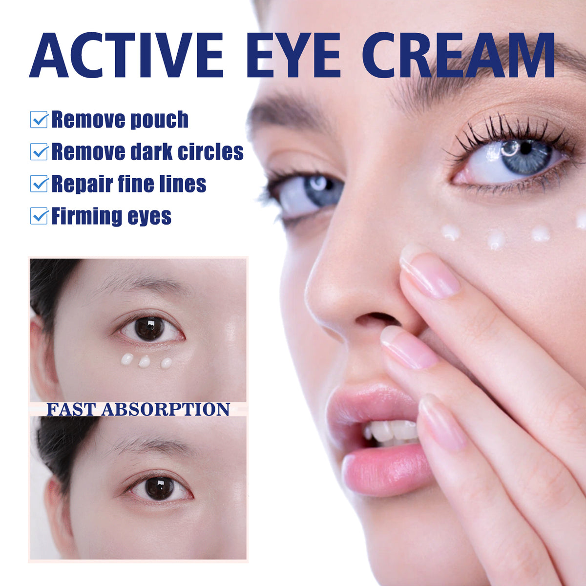 Jaysuing Active Eye Cream, Anti-Wrinkle Eye Cream Reduces Fine Lines, Bags And Dark Circles, Hydrates And Tightens The Skin Around The Eyes