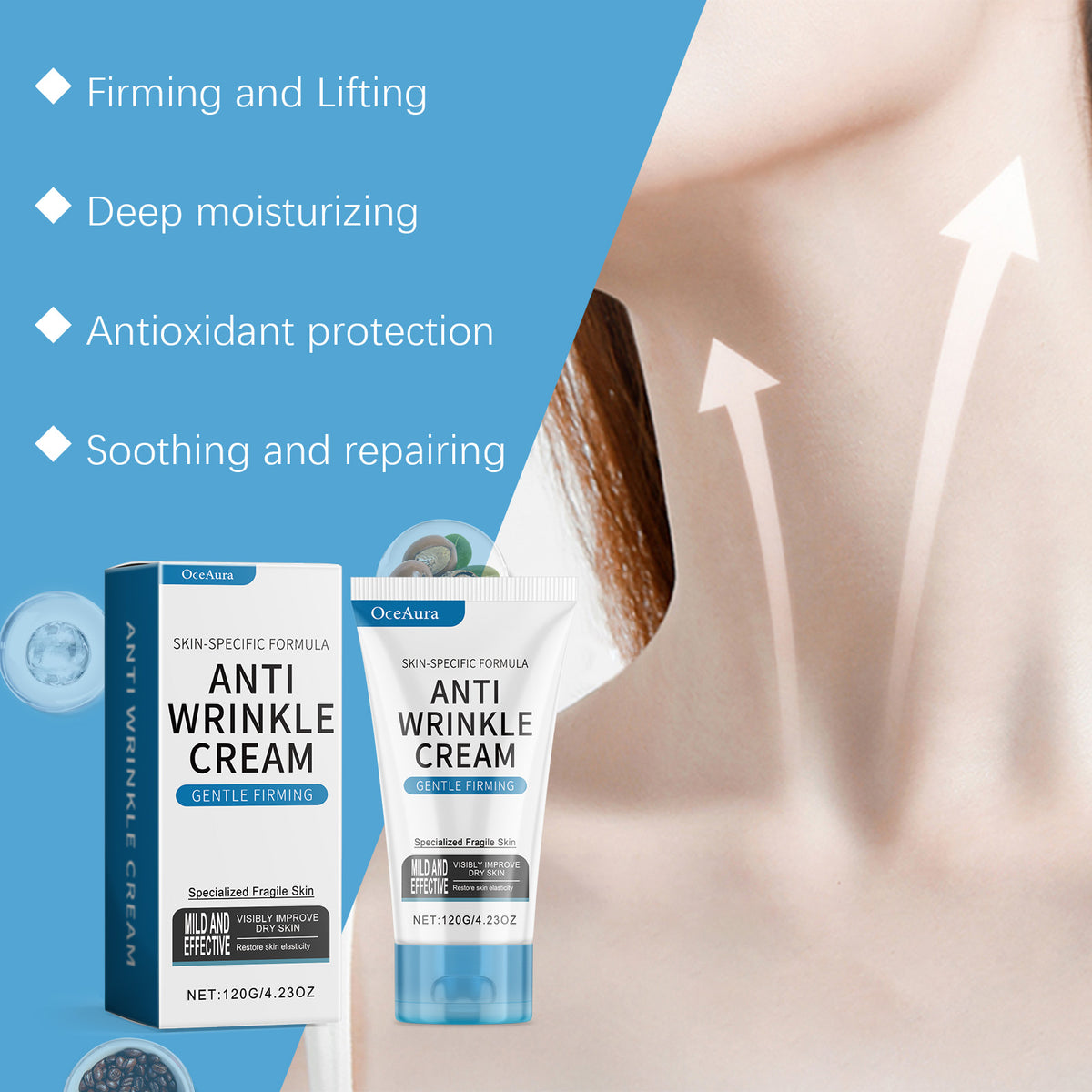 OceAura Gentle Firming Anti-Wrinkle Cream Moisturizes Skin, Moisturizes Skin, Lightens Fine Lines, Firming And Moisturizing Body Cream