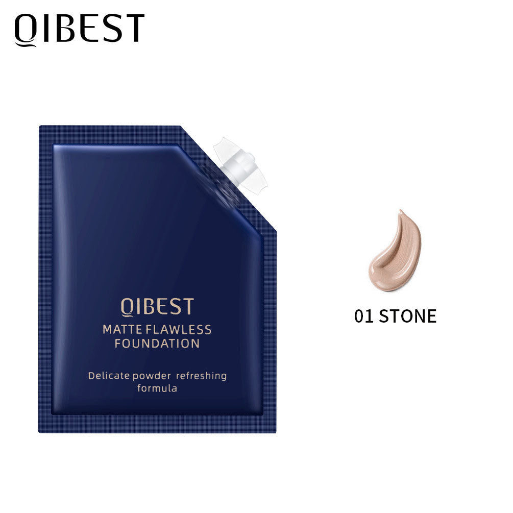 QIBEST Liquid Foundation Long Lasting Makeup Concealer Moisturizing Brightening Matte Portable Volume Repairing Liquid