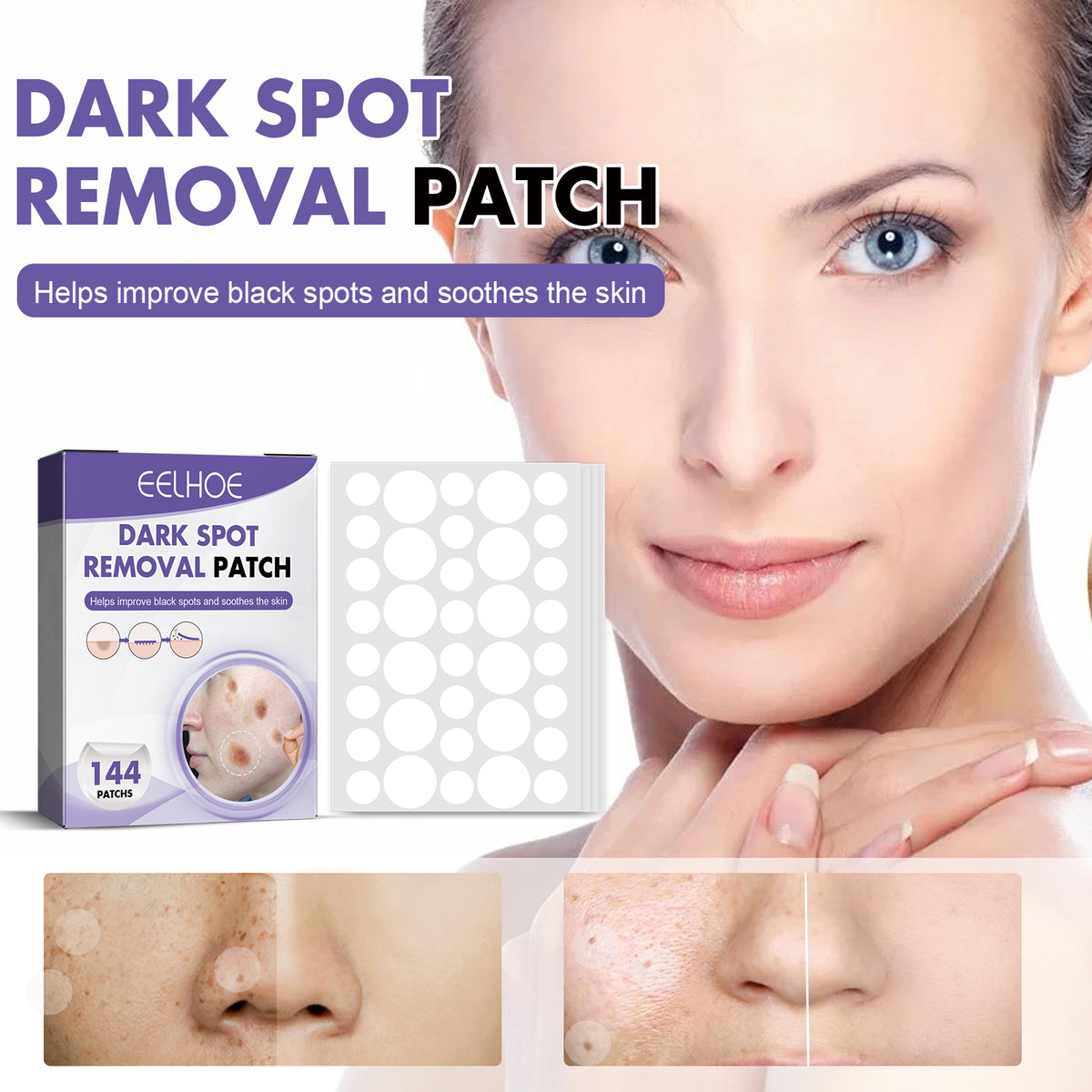 EELHOE Dark Spot Removal Patch, Lightening Face Dark Spots Melasma Spots Melanin Moisturizing Whitening Skin Spot Patch