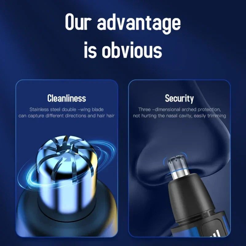 Portable LED Display Nose Hair Remover Electric Nose Hair Trimmer USB Charging Safety Face Hair Cleaning Care Kit