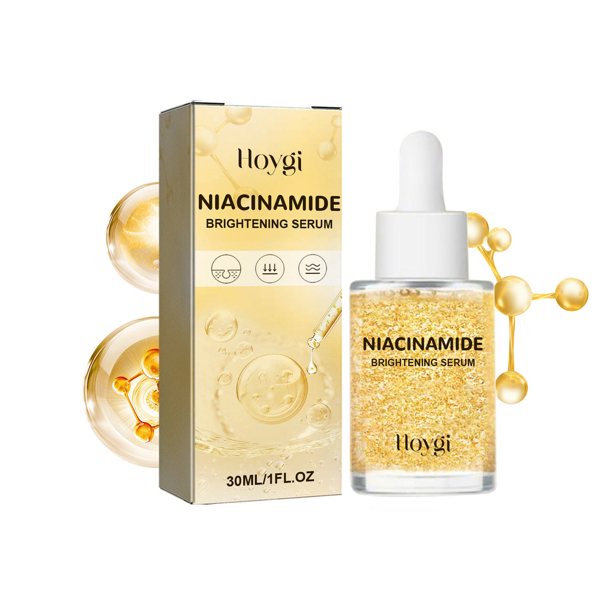 HOYGI Niacinamide Brightening Serum, Lightening Spots And Fine Lines Brightening Skin Hydrating Moisturizing Facial Treatment