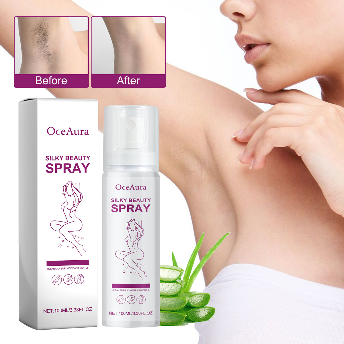 Oceaura Hair Removal Spray Gentle Painless Hair Removal Mousse Spray Underarm Hair Hands Hair Legs Hair Whole Body Hair Removal Spray
