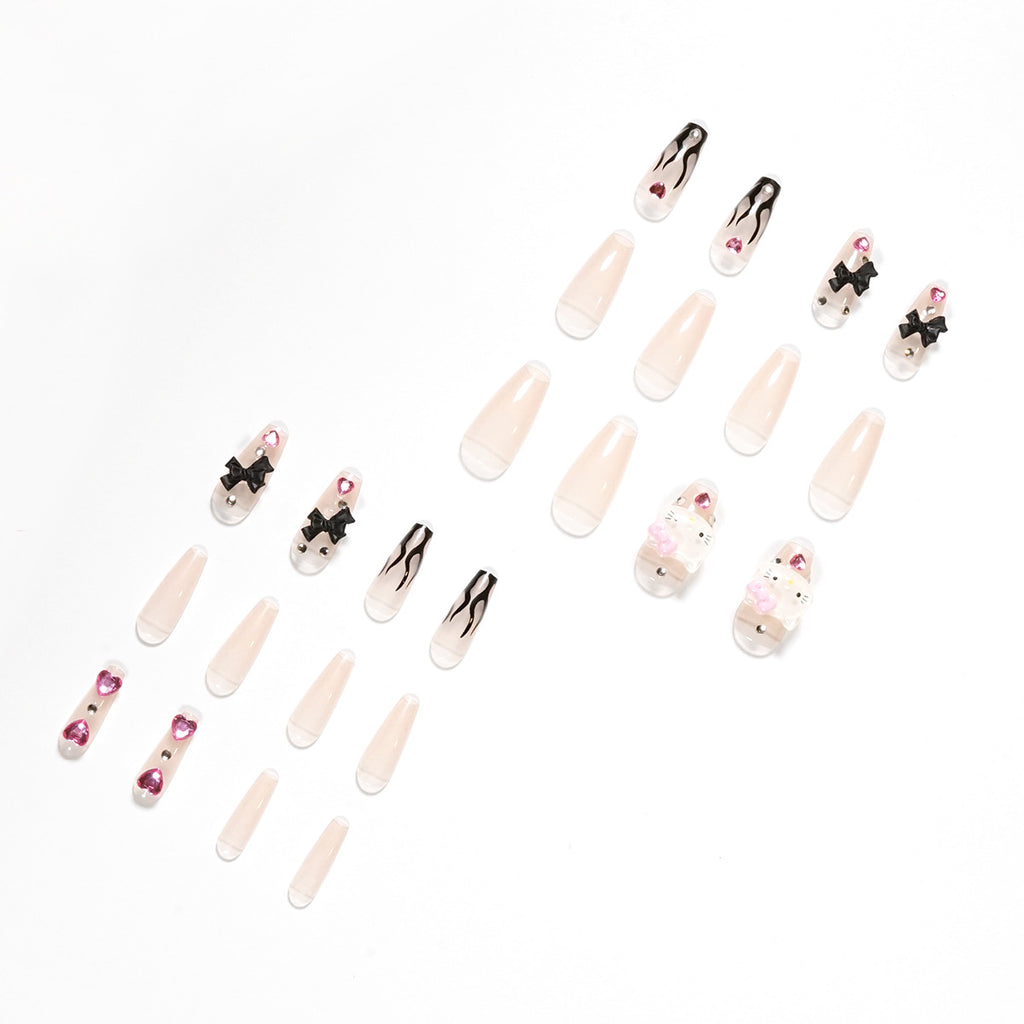 Girl Black Flame Y2K Style Wearing Nail Products Nail Patch Nail Patch Removable Nail Piece Fake Nail