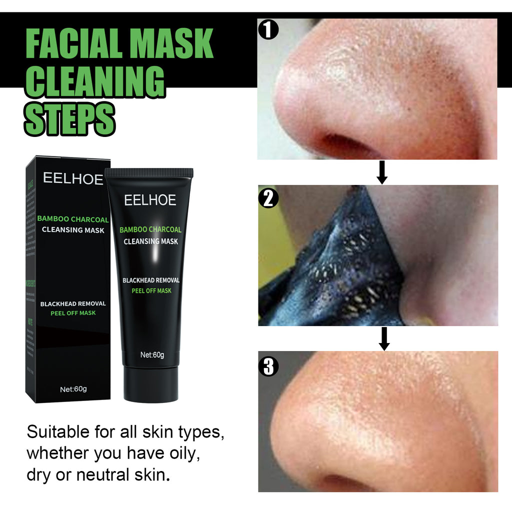 EELHOE Bamboo Charcoal Blackhead Removal Mask, Deep Cleanse Pores And Acne T-Zone Oil Control With A Peel Mask