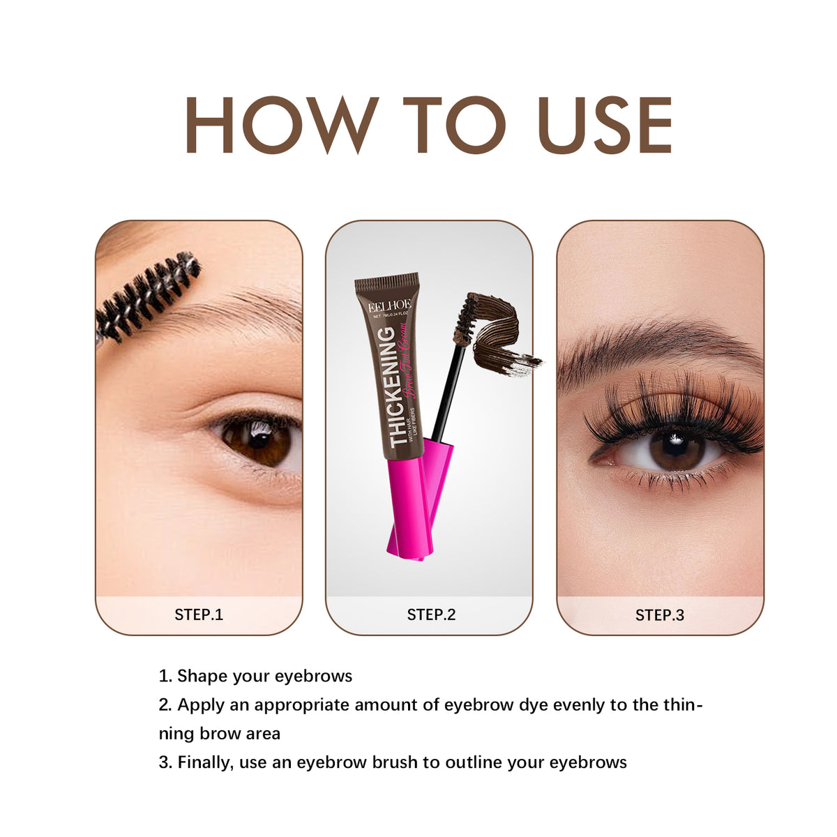 EELHOE Fiber Brow Dye Series, Natural Makeup, Color, Water Resistance And Stereoscopic Eyebrow Makeup