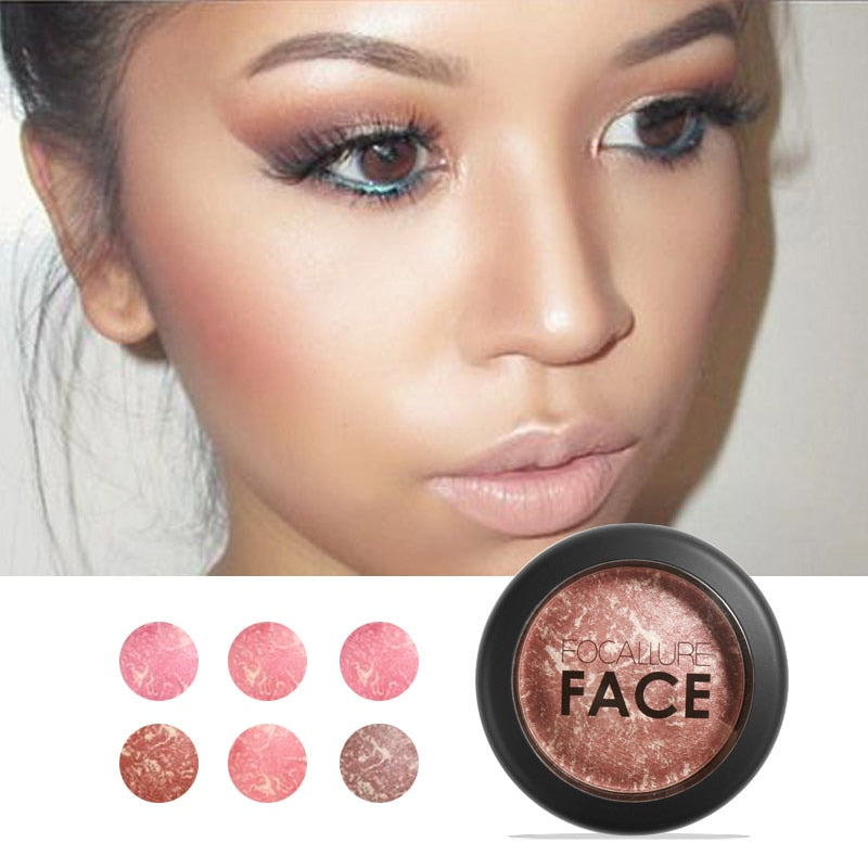 FOCALLURE Makeup Blusher Top Quality Professional Cheek 6 Colors Baked Blush Bronzer Blusher Face Contour Make Up