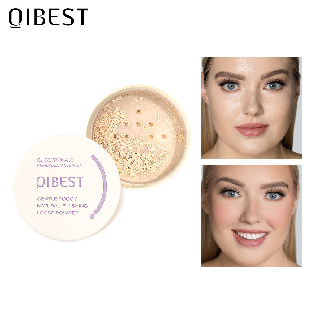 QIBEST Icy Loose Powder Mint Loose Powder Honey Powder Cake Is Not Easy To Take Off Makeup Concealer Makeup Powder