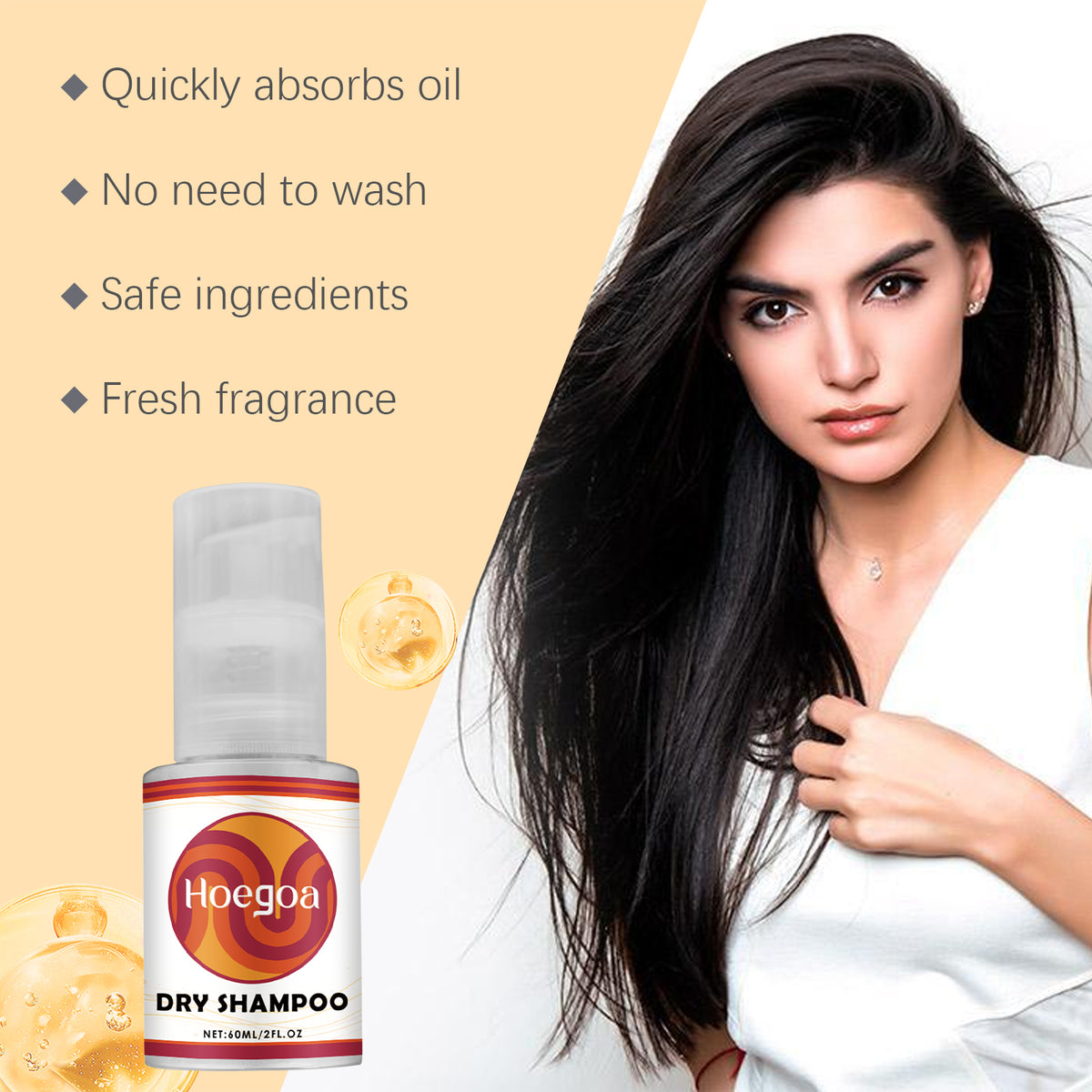 Hoegoa Leave-In Dry Hair Spray Cleans Hair, Fluffs And Refreshes Hair, Nourishes Scalp, Softens And Shines