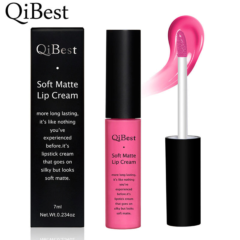 Qibest 34 Colors Matte Non-Stick Cup Does Not Fade Lip Gloss Matte Liquid Lipstick Makeup