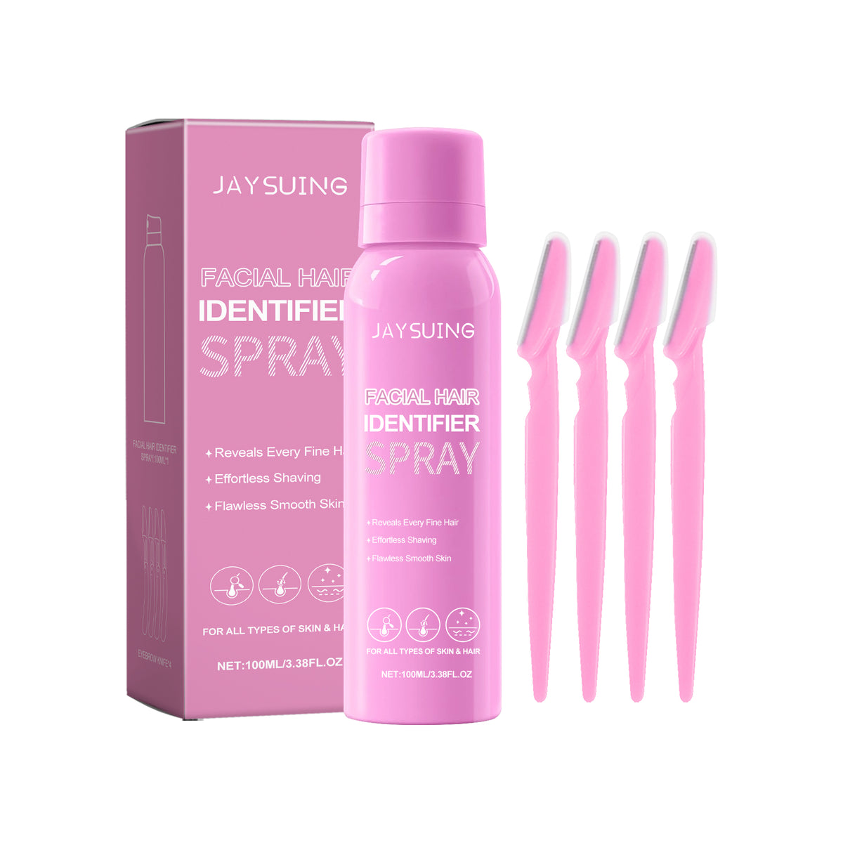 Jaysuing Facial Hair Recognition Spray Facial Cleanser Softens Hair Gentle Daily Care Hair Removal Spray