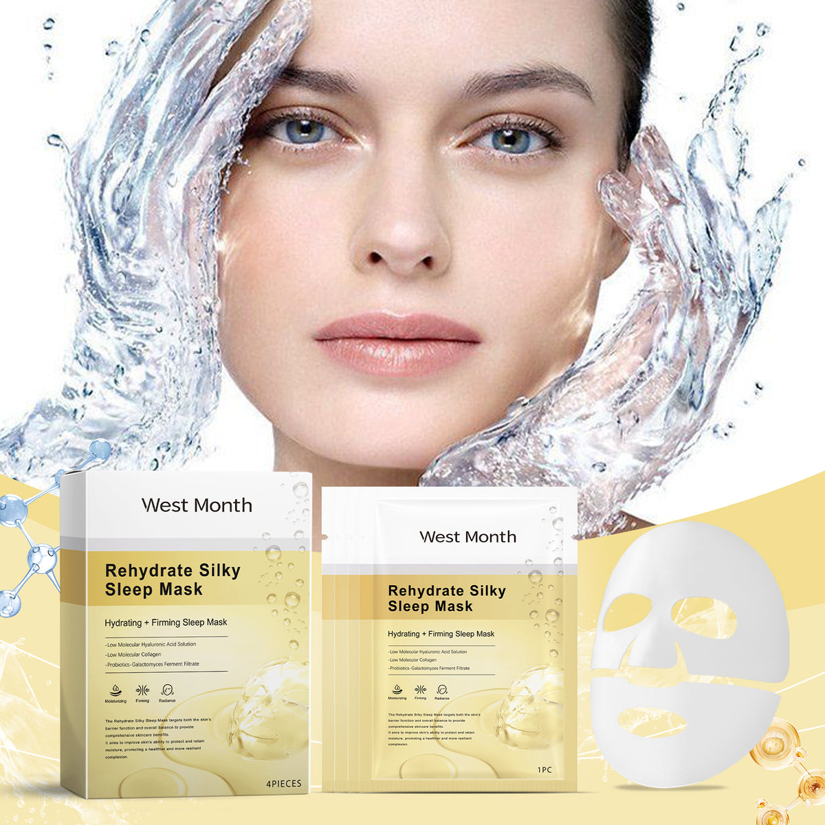 West&Month Collagen Moisturizing Mask Nourishes The Facial Skin And Hydrates The Facial Skin