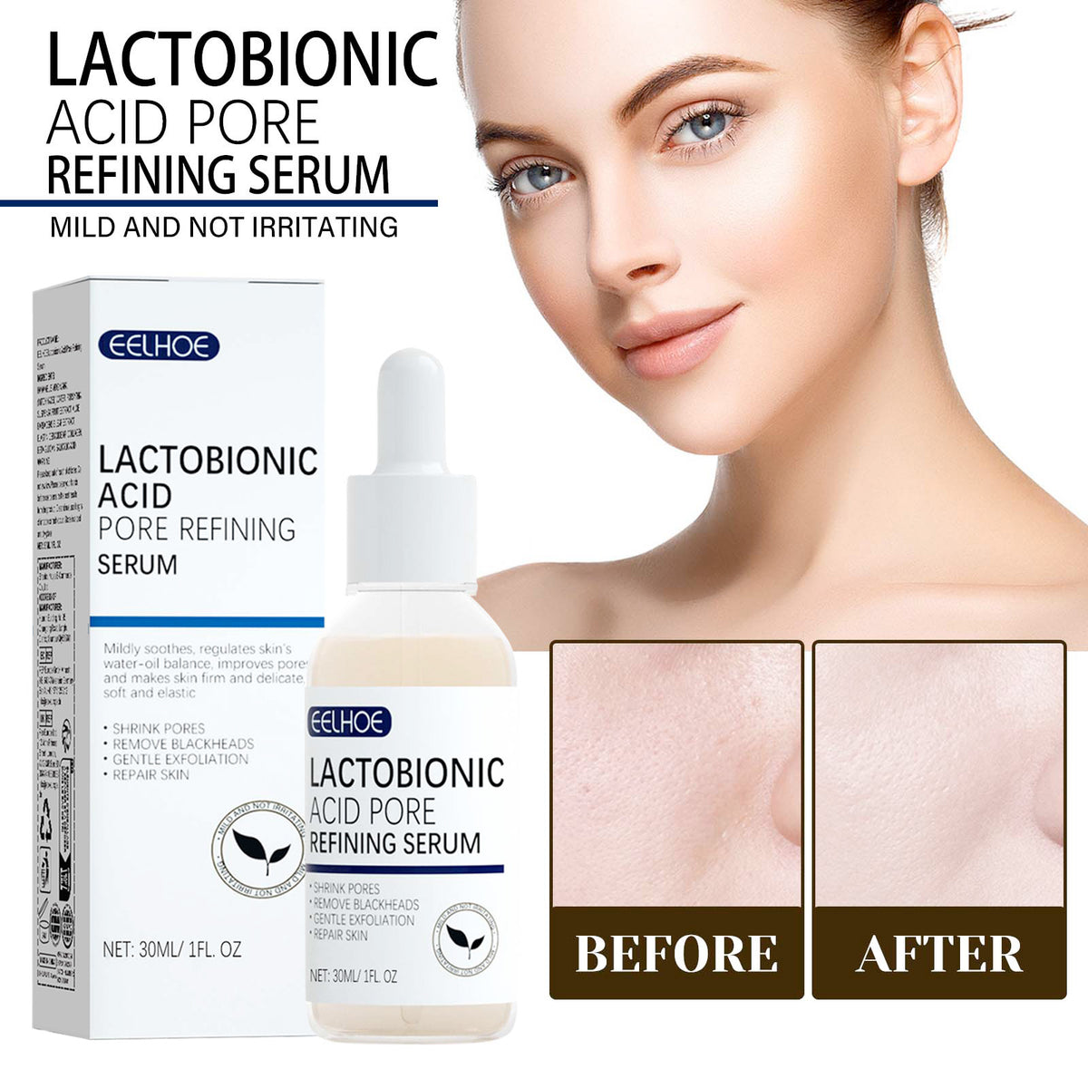 Lactosyl Acid Pore Narrowing Essence Skin Elastic Delicate Cleansing Blackhead Skin Care Essence