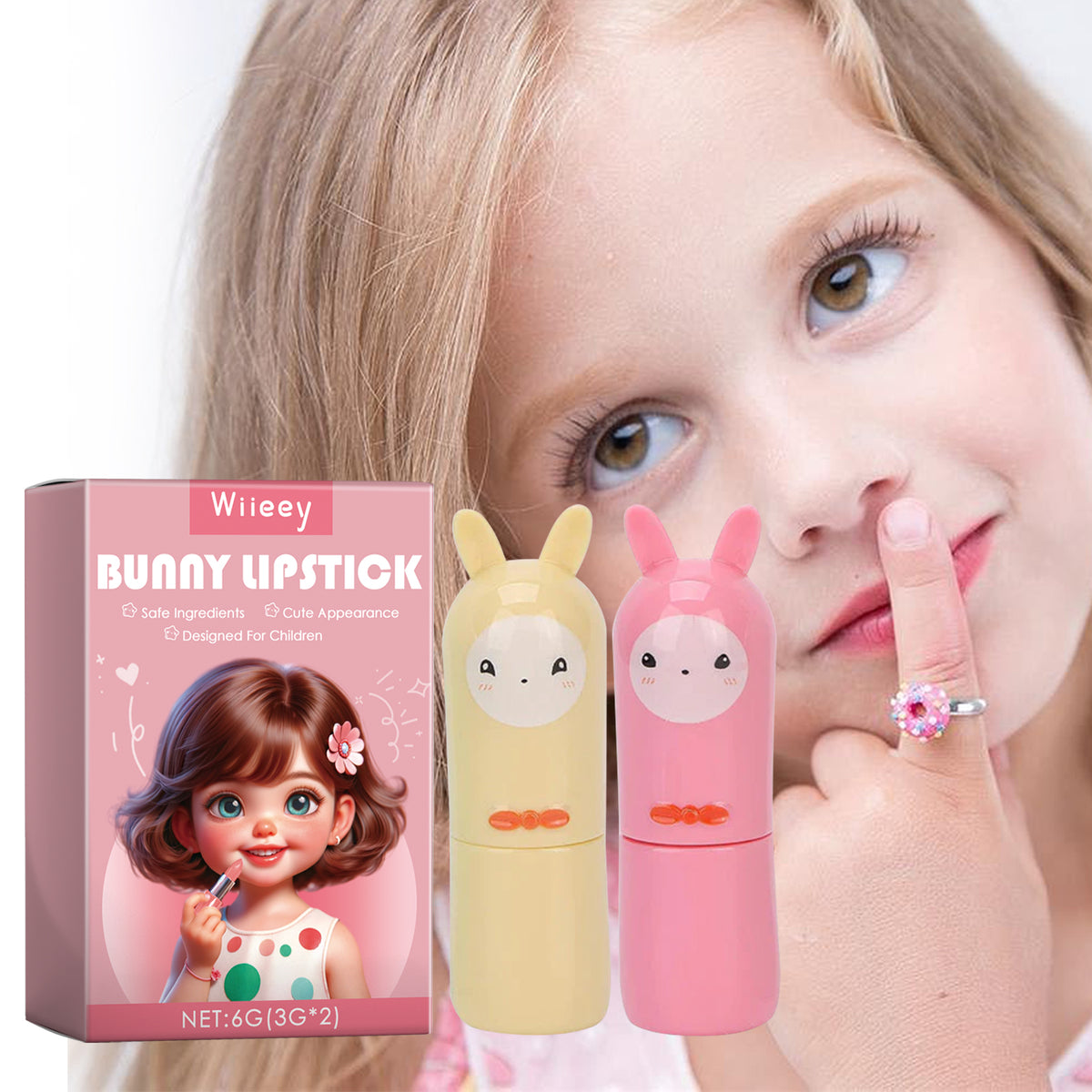 Bunny Lipstick, Easy Clean Lip Gloss Lip Oil Children's Play House Toy Lipstick