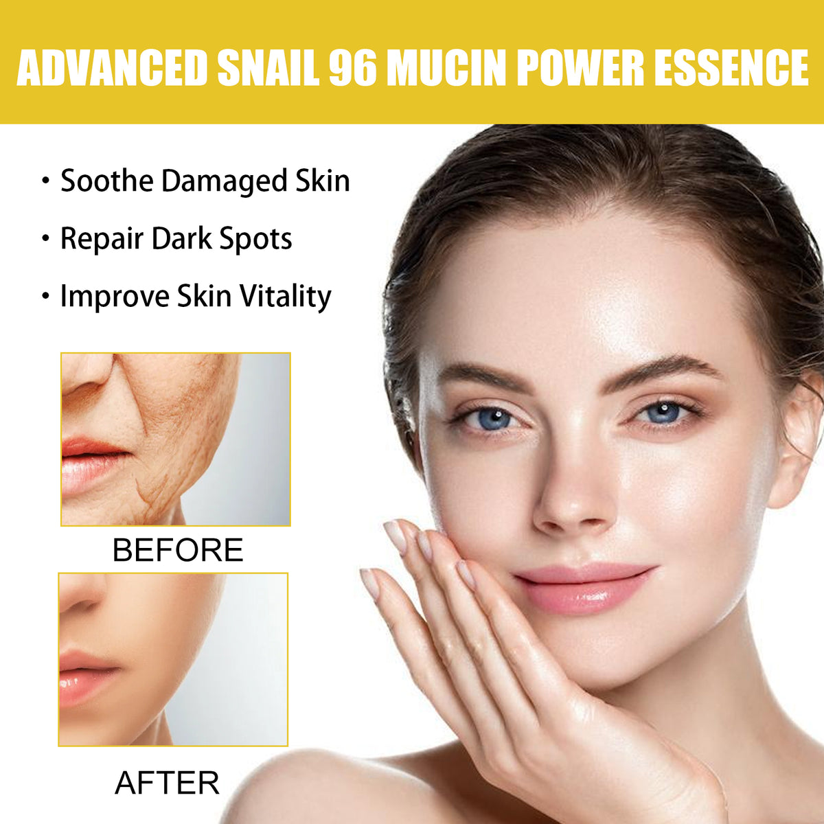 Snail 96 Collagen Essence Lighten Fine Lines, Tender Skin and Moisturize acne muscles