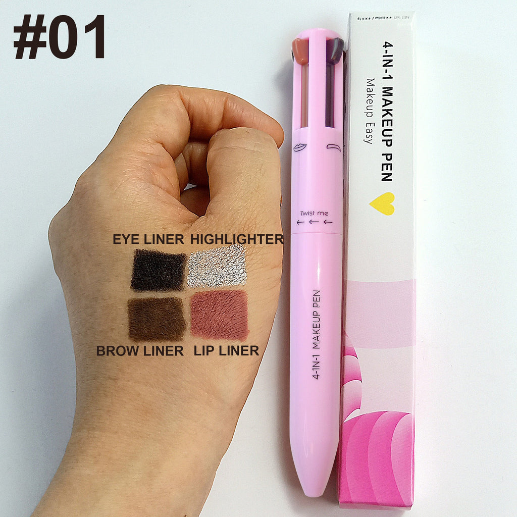 4 In 1 Eyebrow Pencil Waterproof Drawing Eye Brow Makeup Pen Long-Wear Eyeliner Eyebrow Highlighter Stick Makeup Cosmetic Tool