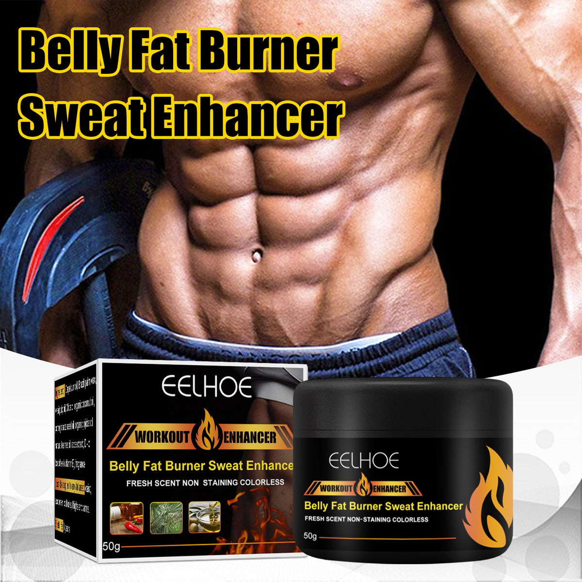 EELHOE Abs Cream, Abdominal Strength Men And Women's Chest Muscle Waistcoat Line Massage Fitness Sculpting Cream